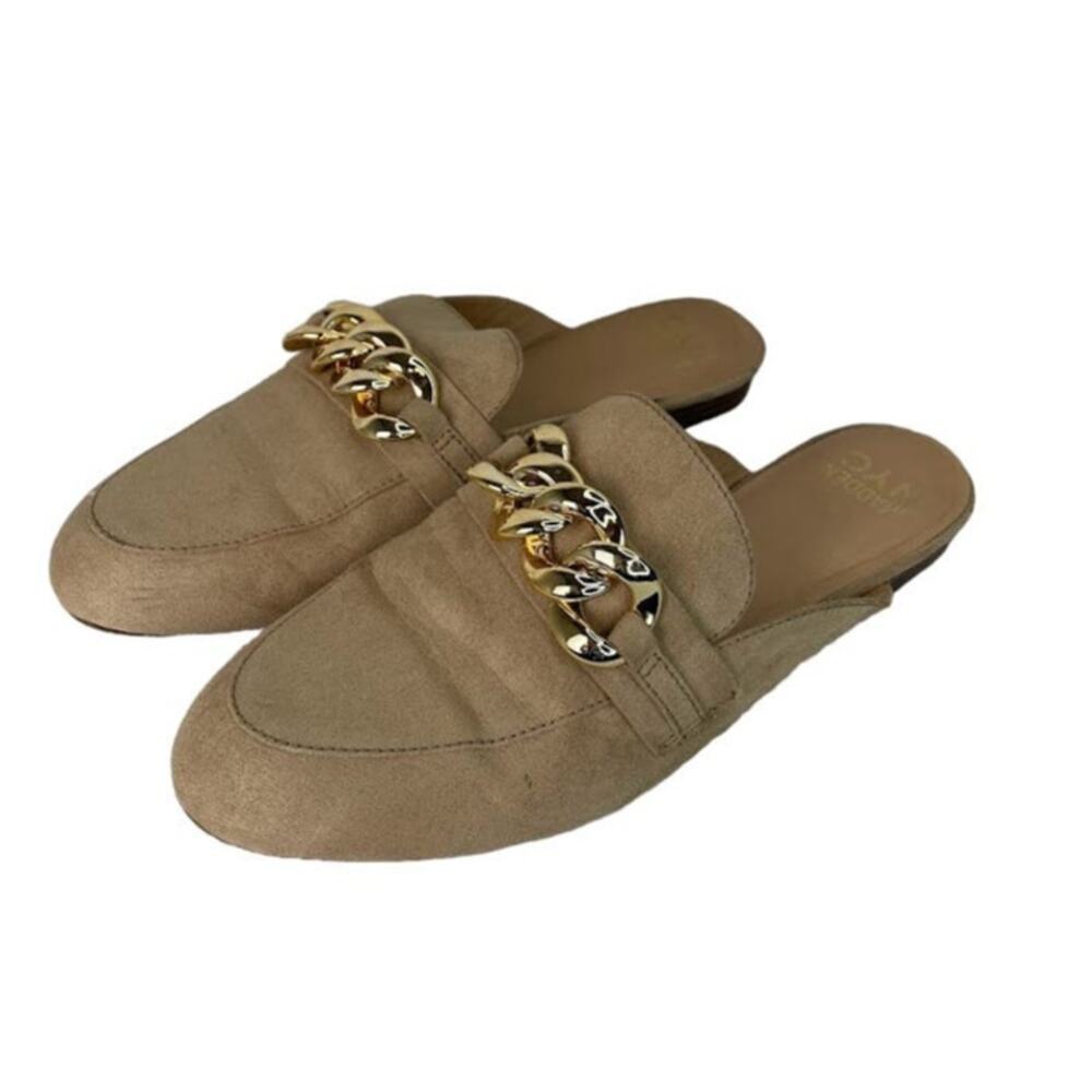 Faux Suede Loafers Womens 10 Slip on Camel Tan Dress Shoes Penny Loafer Flats